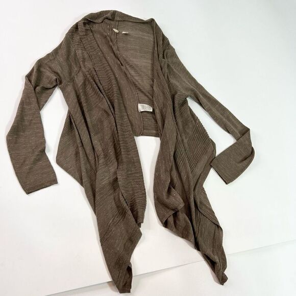 Moth Wool Linen Cardigan Womens Medium Tan Open Front Long Sleeve Soft Sweater - Picture 1 of 7